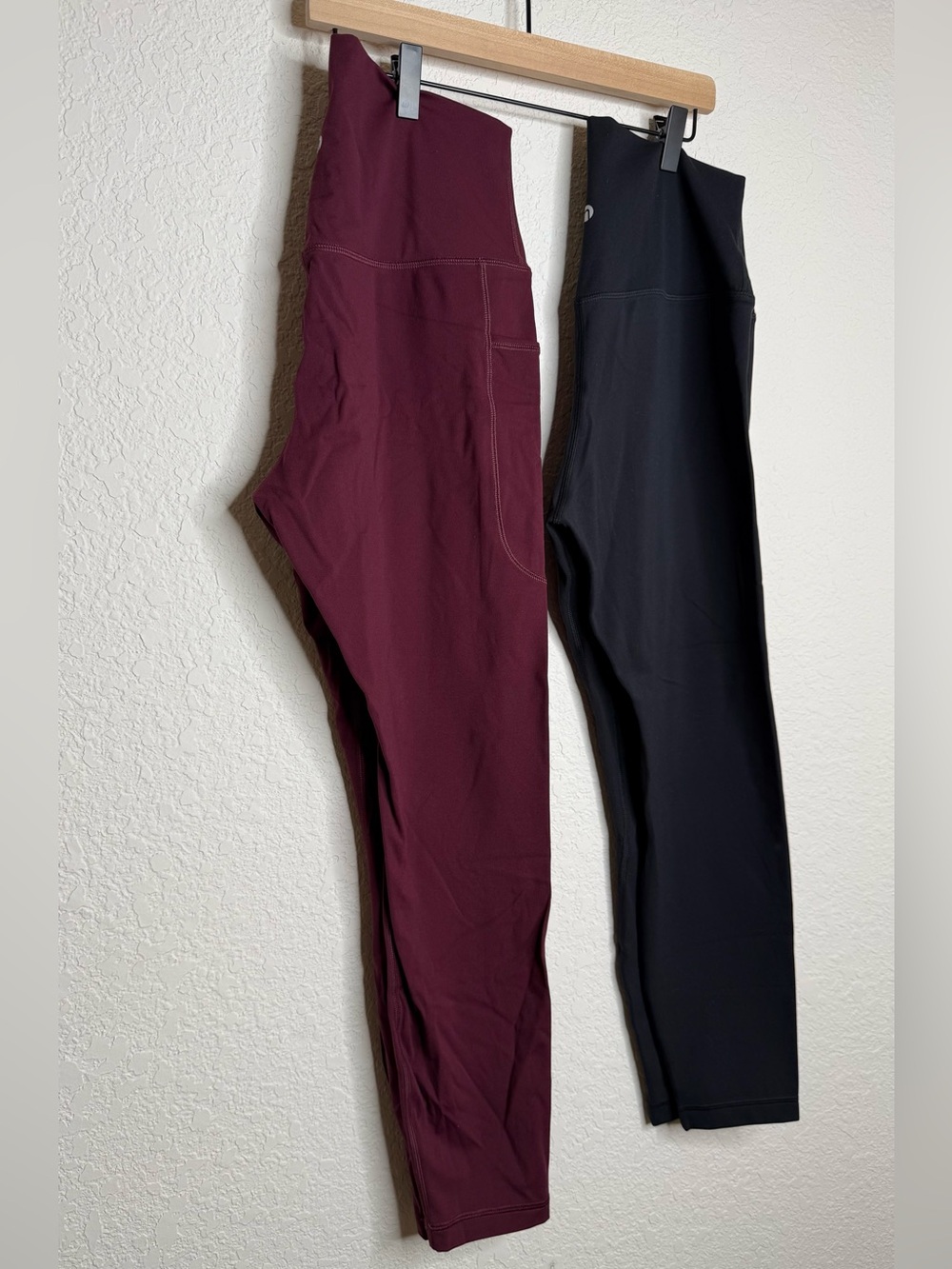 BUNDLE 2 Pairs HeyNuts Leggings Size L Dark Plum & Black High Waist NWOT Yoga